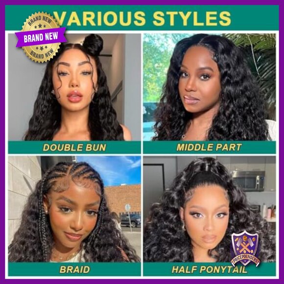 28 Inch Deep Wave Lace Front Wig 210% Density Human Hair Pre Plucked